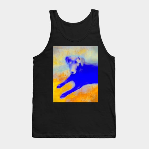 Dog In Blue And Yellow Tank Top by art64